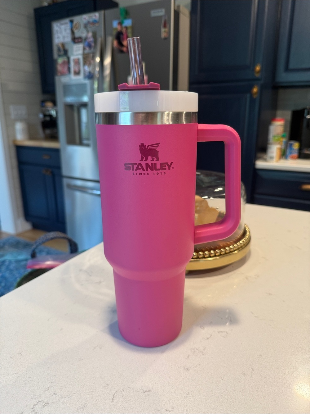 Stanley Pink Insulated Handle Tumbler with Straw 40 oz